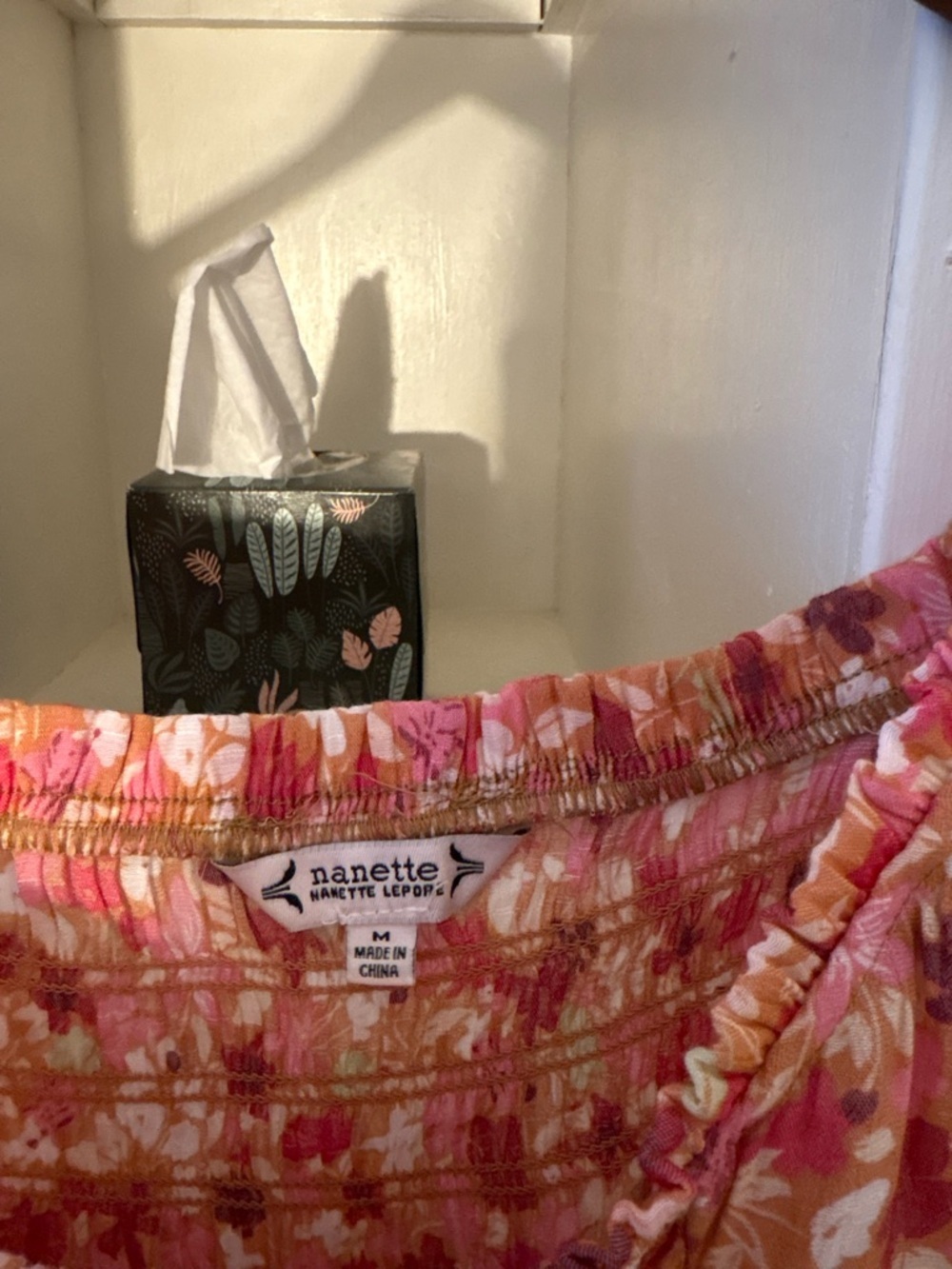 Nannette Pink Floral Smocked Peasant Blouse - Picture 4 of 4